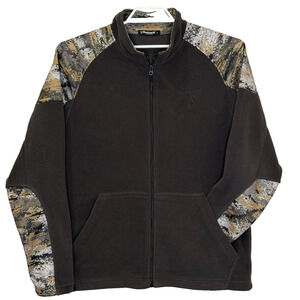 Huntworth Digital Camo Brown Fleece Full Zip Jacket Mens Size Large Outdoor‎
